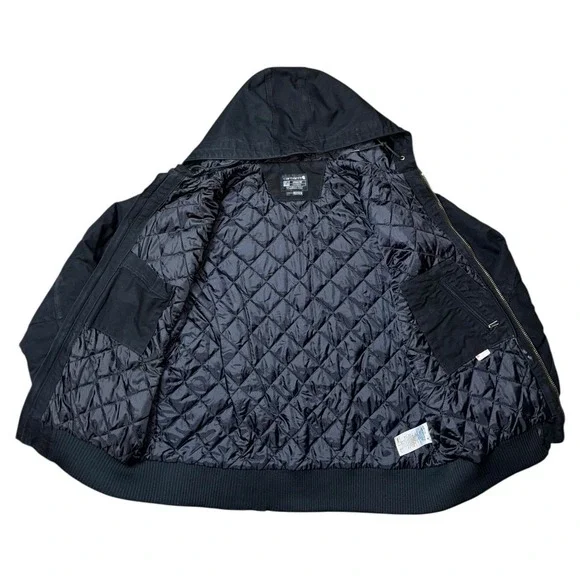 Carhartt Black Full Zip Quilted Lined Hooded Work Jacket Men Size‎ Medium